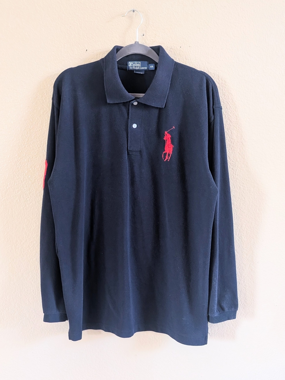 Polo by Ralph Lauren Big Pony Long Sleeve Mens XXL Polo 100% Cotton Blue Red 3